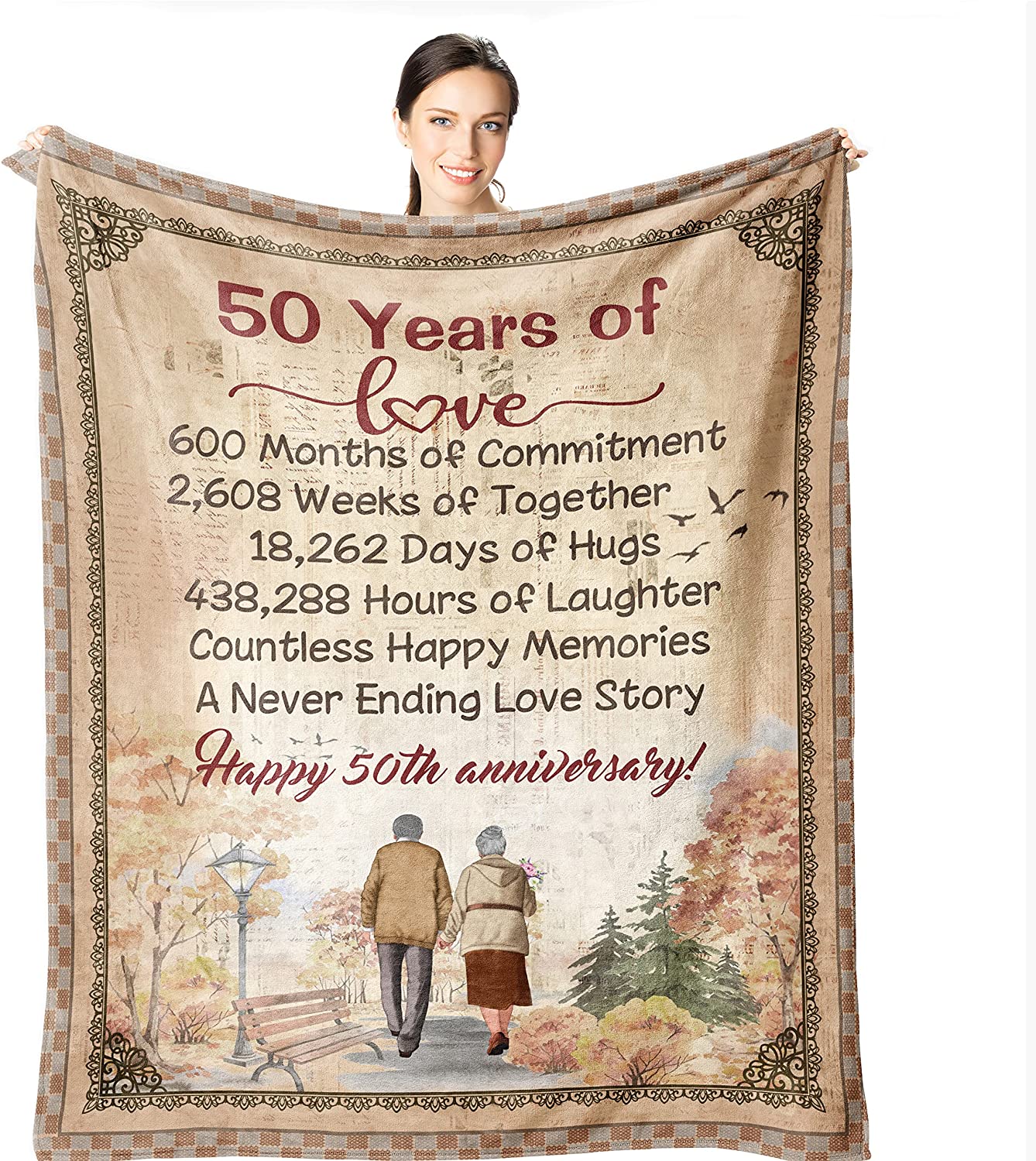 50Th Anniversary Blanket Gifts For Wife Husband Couple Golden Wedding Blanket For Mom Dad Grandparents 50 Years Of Marriage Celebration Throw Blankets Valentine'S Day Fiftieth Gift