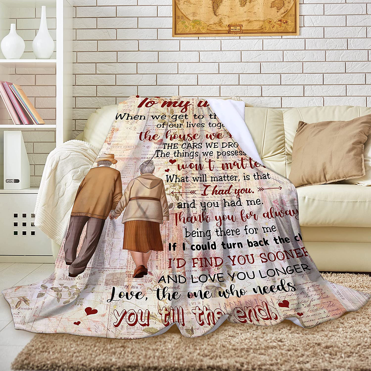 To My Wife Blanket Gifts, Romantic Anniversary Valentines Birthday Thanksgiving Gift for Couples, Soft Warm Fuzzy Fleece Sofa Bed Fall Throw Blankets