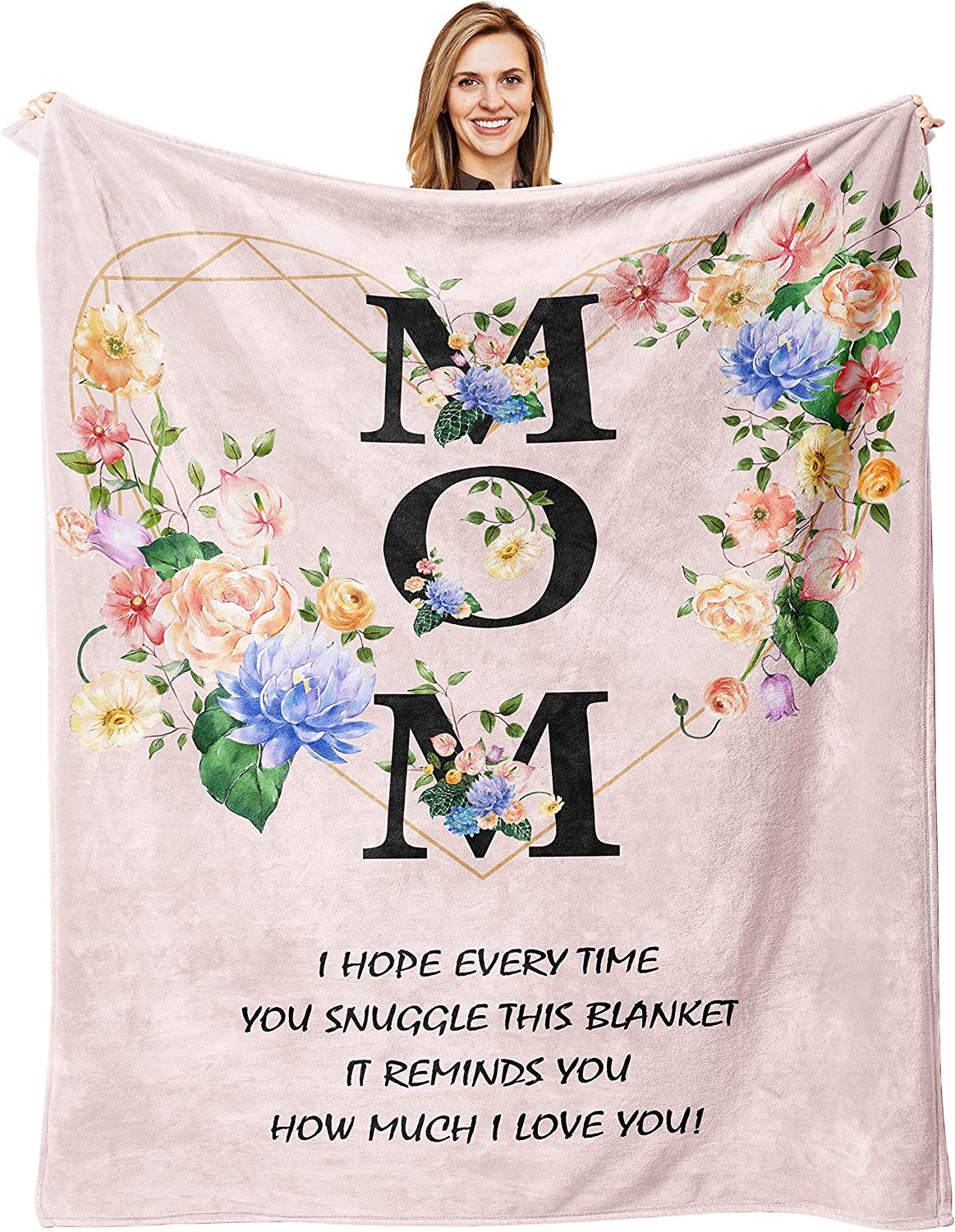 Birthday Gifts for Mom, Gifts for Mom Blanket, Mom Gifts from Daughter/Son, Best Mom Ever Gifts, Throw Blanket, I Love You Mom Gifts