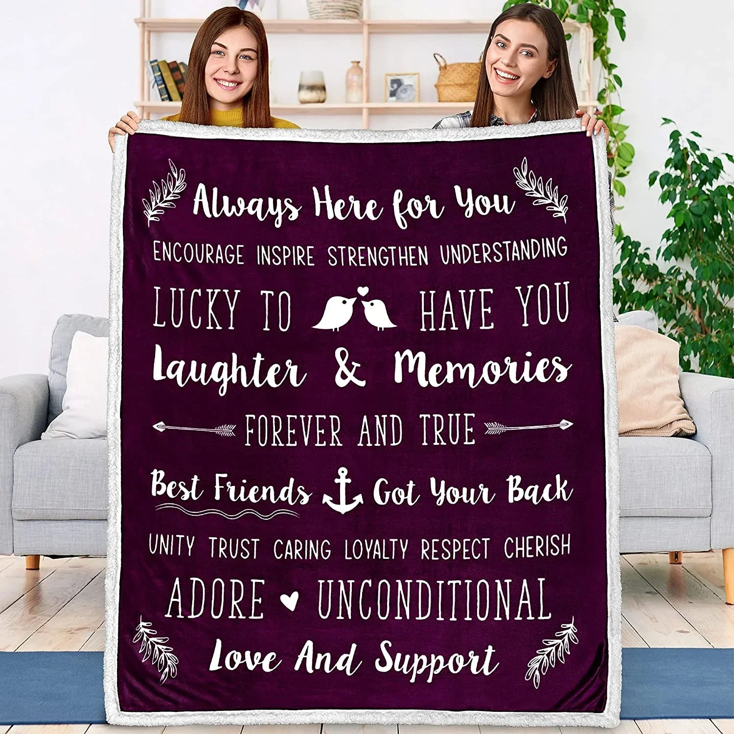 Best Friend Blanket for Women, Valentine Friendship Gift Blanket for BFF Besties, Soft Fleece Sherpa Throw Blanket, Birthday Gift for Best Friend