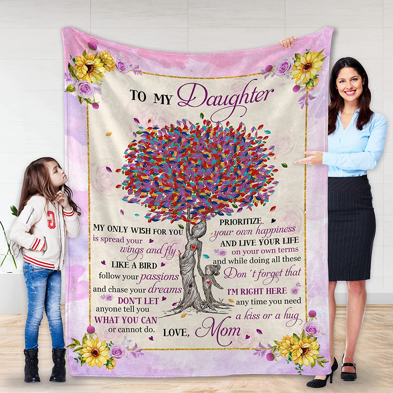 To My Daughter Blanket,Valentine Birthday Mother Day Gifts for Daughter from Mom Dad, Christmas Birthday Graduation Thanksgiving Gift