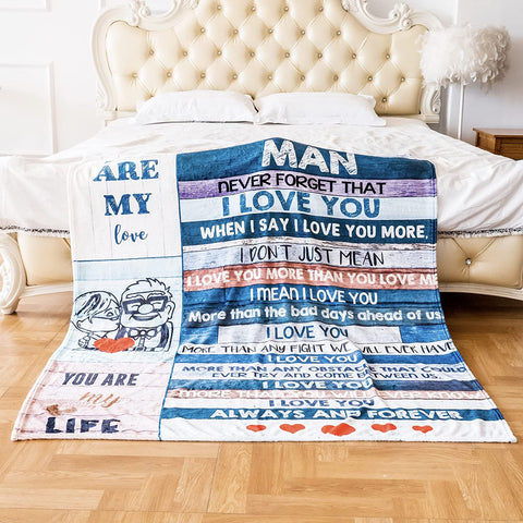 Anniversary Valentines Gifts for Husband Boyfriend Dad, You are My Life Wedding Christmas Blankets Gifts to My Man, Fleece Blankets Soft Bedding Sofa