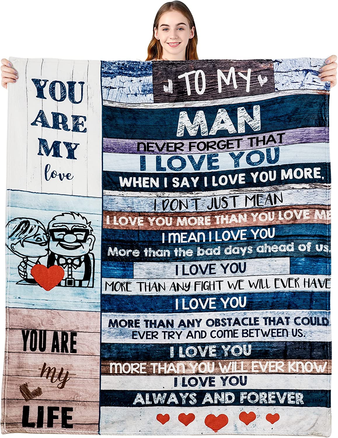 Anniversary Valentines Gifts for Husband Boyfriend Dad, You are My Life Wedding Christmas Blankets Gifts to My Man, Fleece Blankets Soft Bedding Sofa