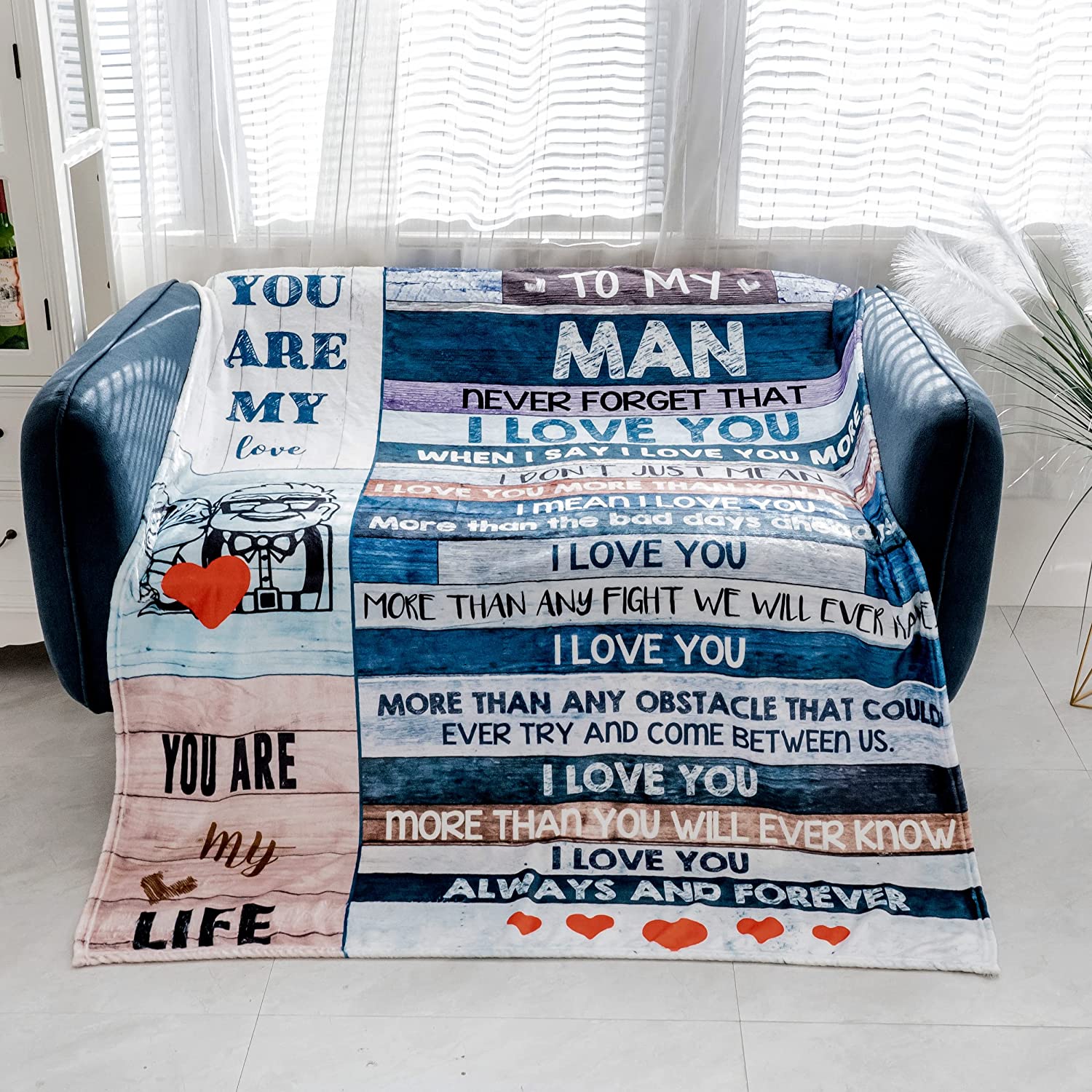 Anniversary Valentines Gifts for Husband Boyfriend Dad, You are My Life Wedding Christmas Blankets Gifts to My Man, Fleece Blankets Soft Bedding Sofa