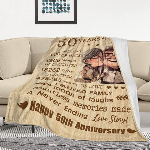 50Th Anniversary Blanket Gifts Gift For 50Th Wedding Anniversary Golden 50 Years Of Marriage Gifts For Dad, Mom, Grandpa, Grandma, Grandparents 50Th For Husband Wife