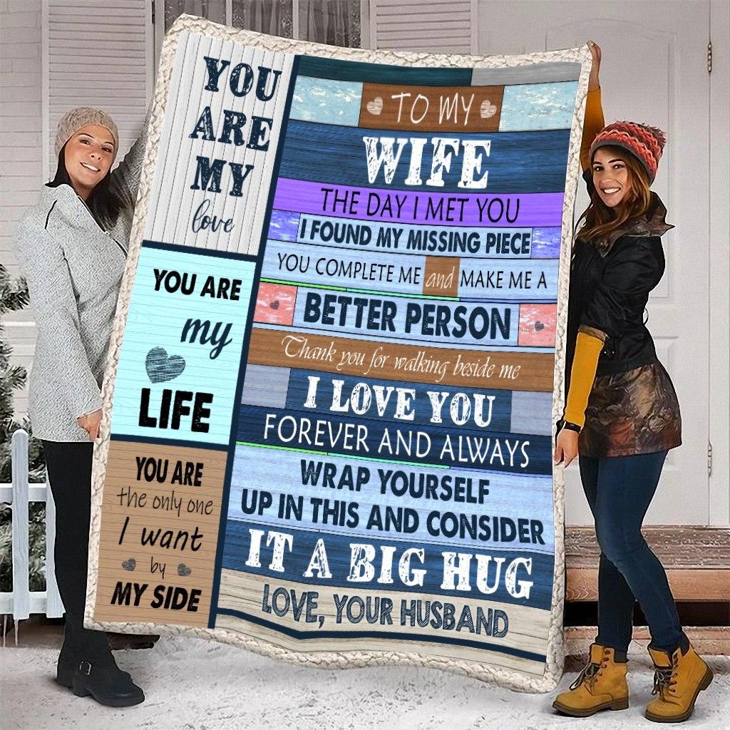 To My Wife Blanket - The Day I Met You I Found My Missing Piece - Anniversary Gift For Wife