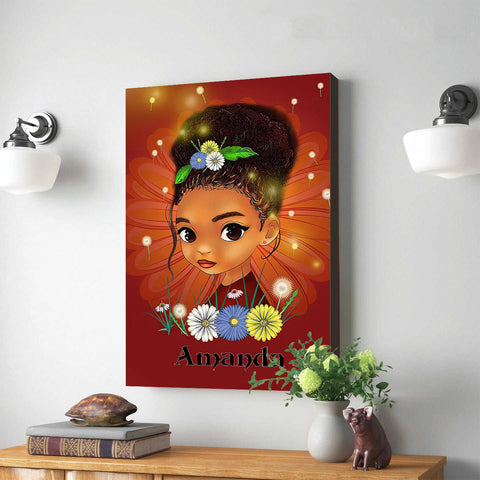 Afro Black Girl Canvas Africian Woman Wall Art American Teenage Girl Wall Decor African American Canvas Artwork Lovely Black Girls Personalized Canvas