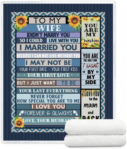 To My Wife Blankets From Husband Soft Sherpa Throw Blankets With Warm Words For Wife Anniversary Birthday For Wife Gift For Her