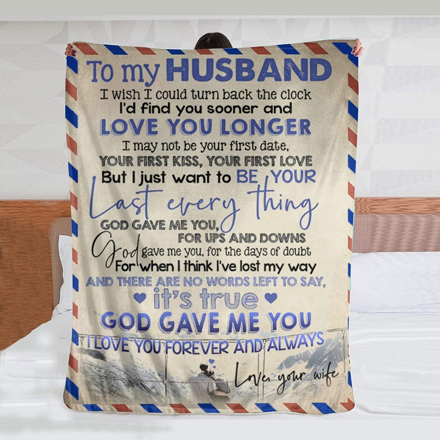 To My Husband Gifts From Wife - Love And Kisses Your Wife Blanket Fathers Day Blanket Blankets For Bedding Sofa And Travel