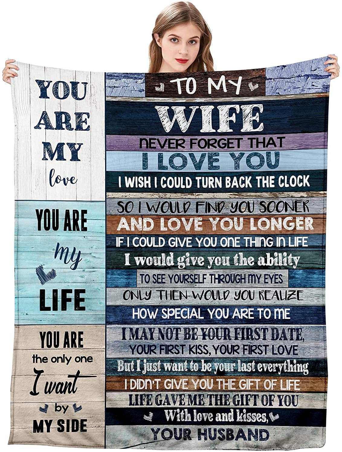 To My Wonderful Wife From Husband Old Couple Personalized Fleece Blanket