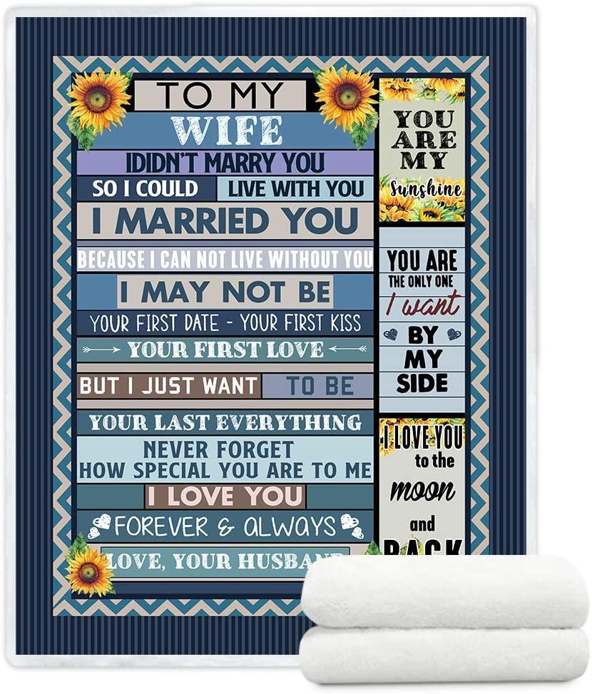 To My Wife Blanket Gifts From Husband Never Forget That I Love You, Throw Blankets Ideas For Birthday Christmas Valentines Mother's Day