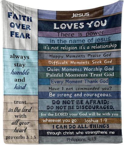 Christian Gifts for Women Faith Blanket - Best Inspirational Gifts for Christian Women/Men - Religious Gifts for Men - Christian Healing Gift