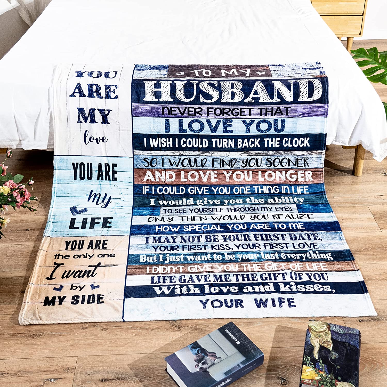 Anniversary Valentines Gifts for Husband Boyfriend, You are My Life Wedding Christmas Blankets Gifts to My Husband, Fleece Blankets Soft Bedding Sofa