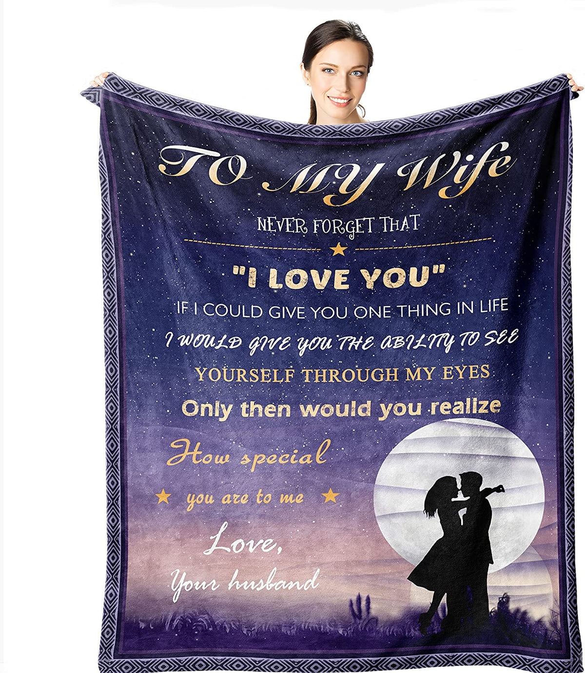 to My Wife Blanket - Valentine Birthday Anniversary Gifts from Husband - Custom Gift, I Love You Gifts for Her Blanket