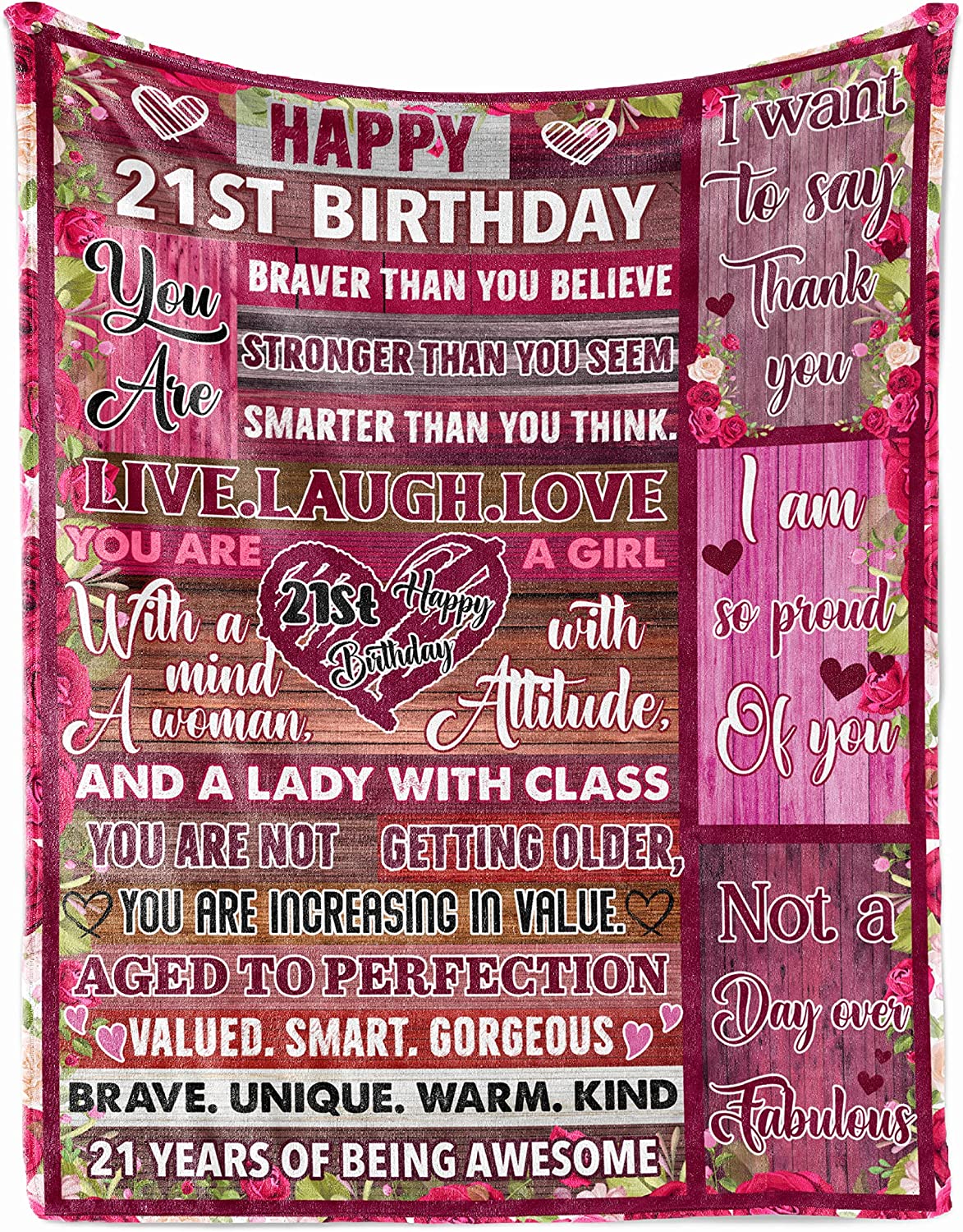 21St Birthday Blanket 21 Years Old Throw Blankets Born In 2001 Bday Decorations For Women Her Wife Sister Mom Friends Fleece Sherpa Blanket Present