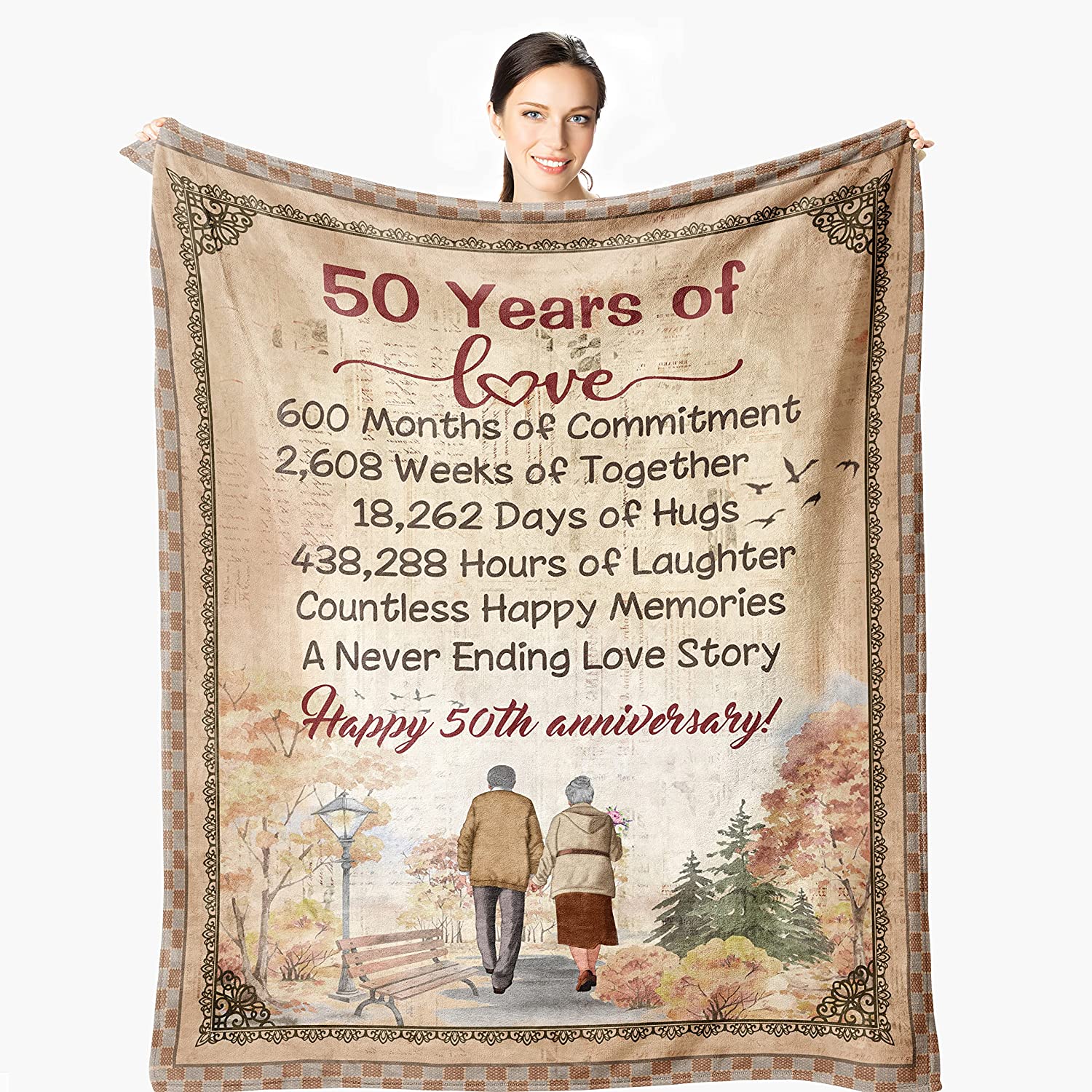 50Th Anniversary Wedding Gifts For Wife Husband Couple Golden Wedding Blanket For Mom Dad Grandparents 50 Years Of Marriage Celebration Throw Blankets Valentine'S Day Fiftieth Gift