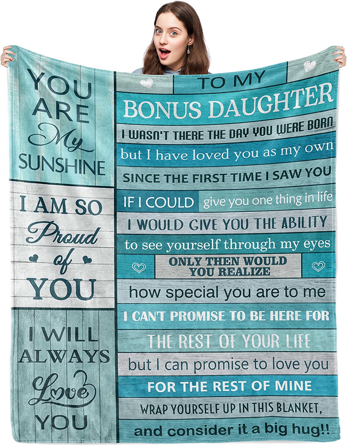 Bonus Daughter Gifts Blanket, Gift for Bonus Daughter, Bonus Daughter Gifts from Stepmom for Birthday/ Christmas, Bonus Daughter Gifts Wedding