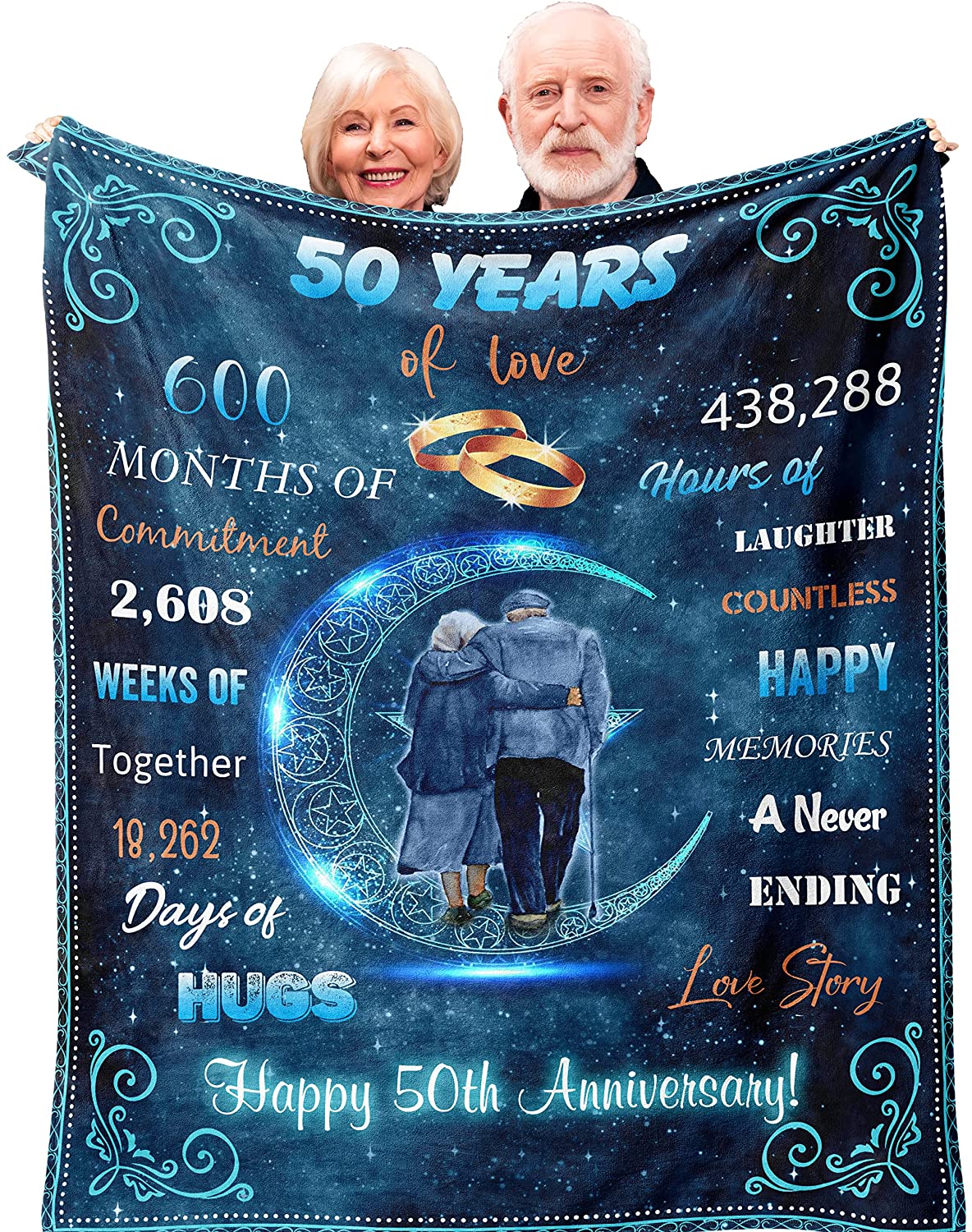 50Th Anniversary Blanket Gifts, Gift For 50Th Wedding Anniversary, Best 50Th Wedding Gifts For Parents/Hudsband/Wife/Couple/Mom/Dad, Golden Wedding Ideas, Blanket