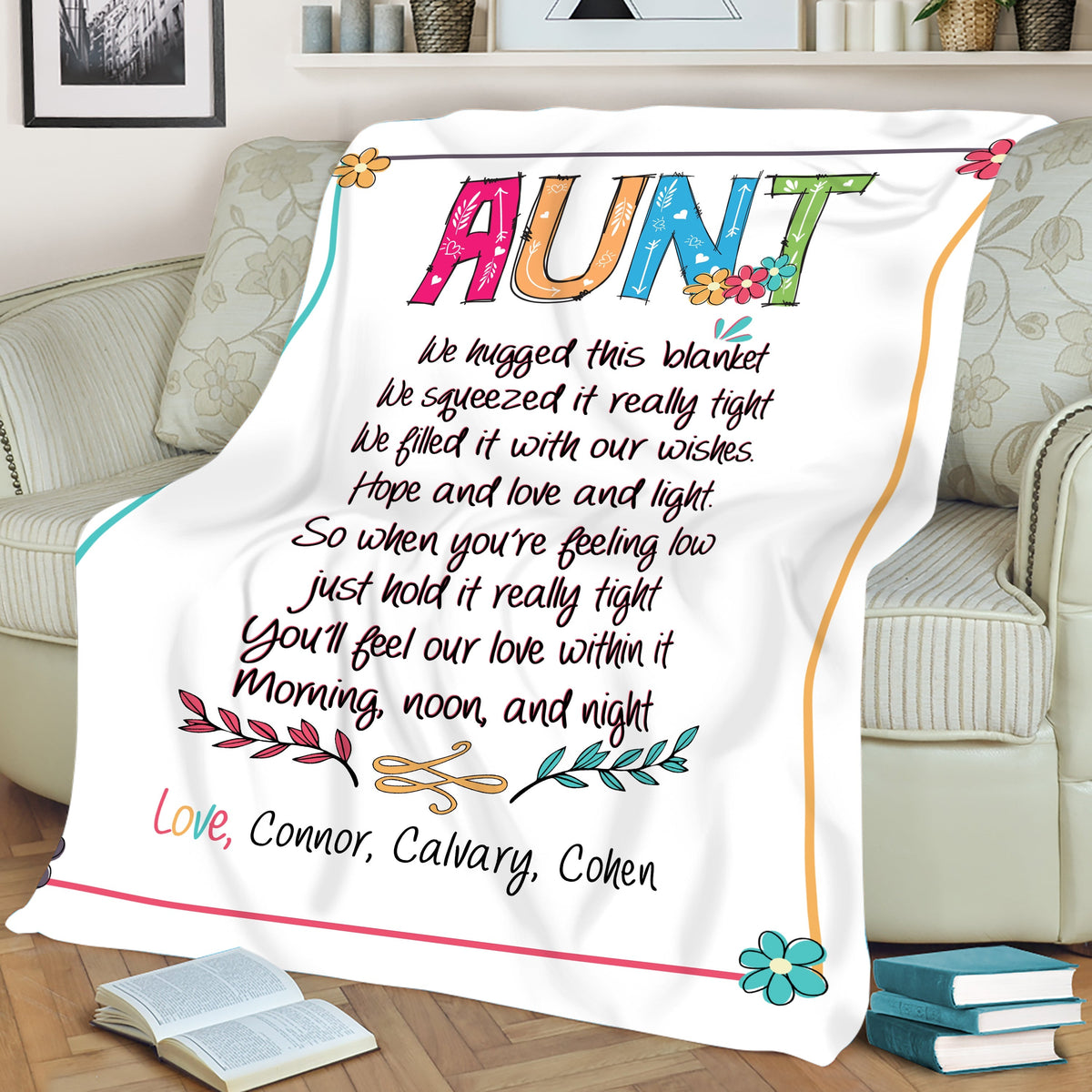 Aunt Gift Blanket, Customized Gift For Aunt, Aunt Throw Blanket Birthday Mothers Day Gift, Grandma Gift From Grandkids