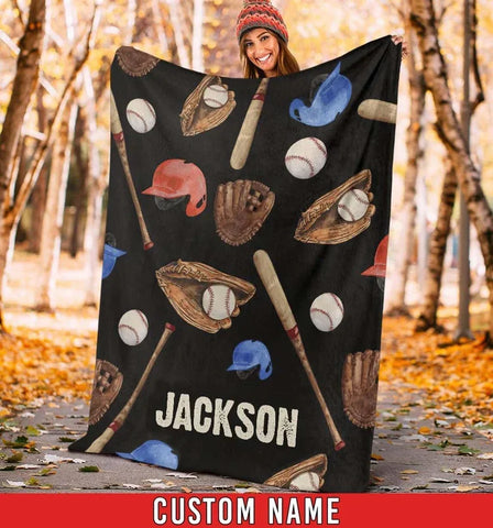 Baseball kid lover blanket, Birthday Sport Gift For Kid, Custom Name Number For Kid Personalized blanket