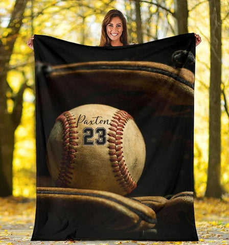 Baseball kid lover blanket, Birthday Sport Gift For Kid, Custom Name Number For Kid Personalized blanket