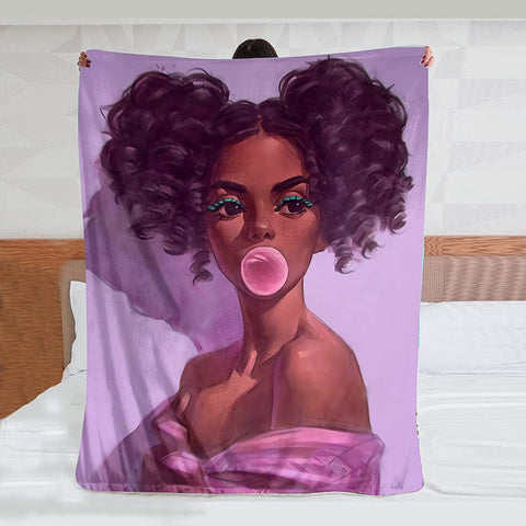 African American Women Blanket Afro Black Girl Blanket Lightweight Fleece Sofa Cozy Flannel Carpet Travel Sofa Bed Travel Picnic Blanket For Men Women