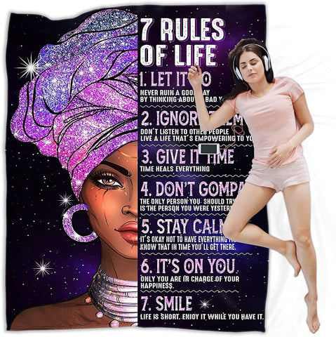 African Black Girl Blanket Lightweight Fleece Throw Blanket Plush Cozy For Sofa Bed Decorative