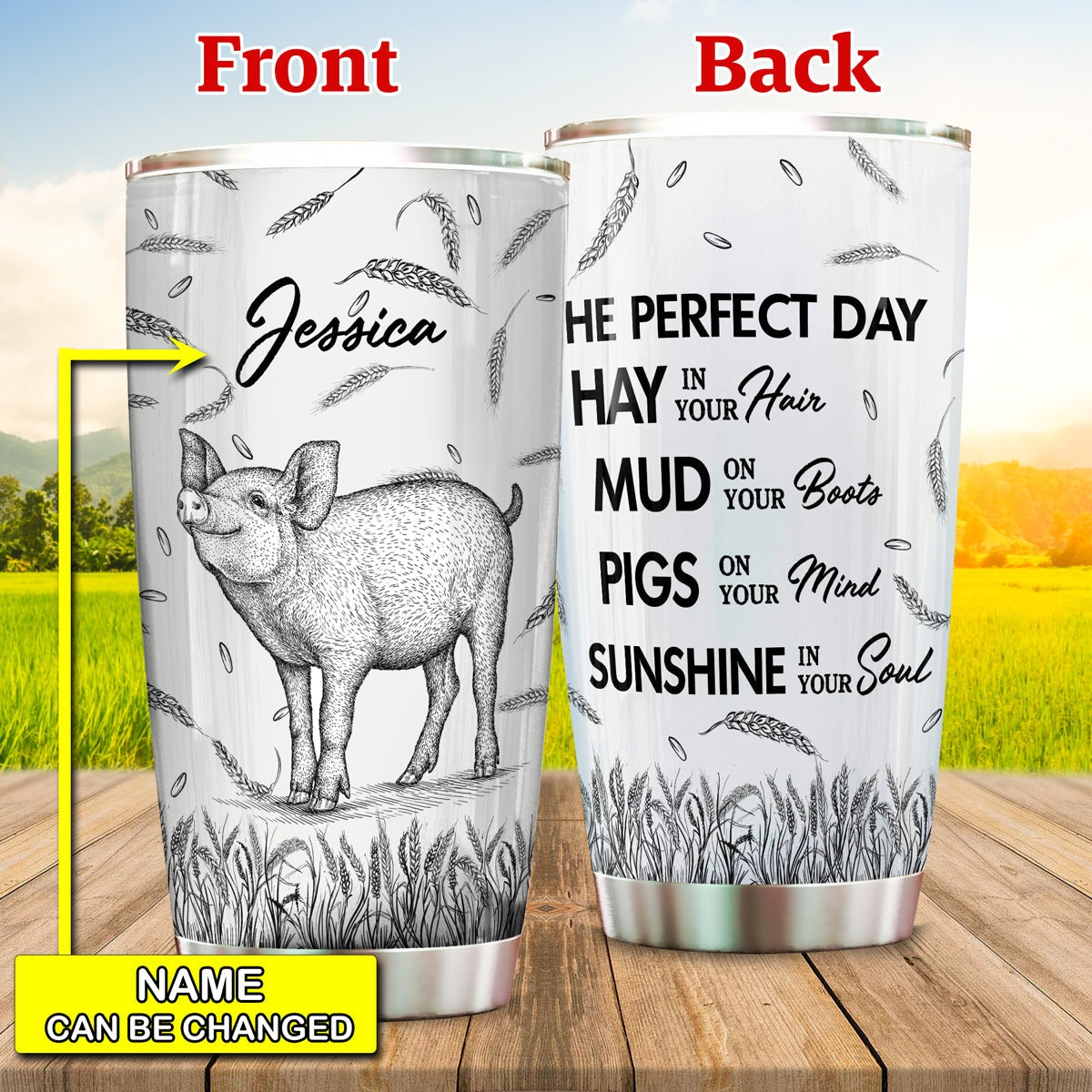 Pig The Perfect Day Personalized Tumbler, Personalized Pig Tumbler, Gift For Animal Lovers