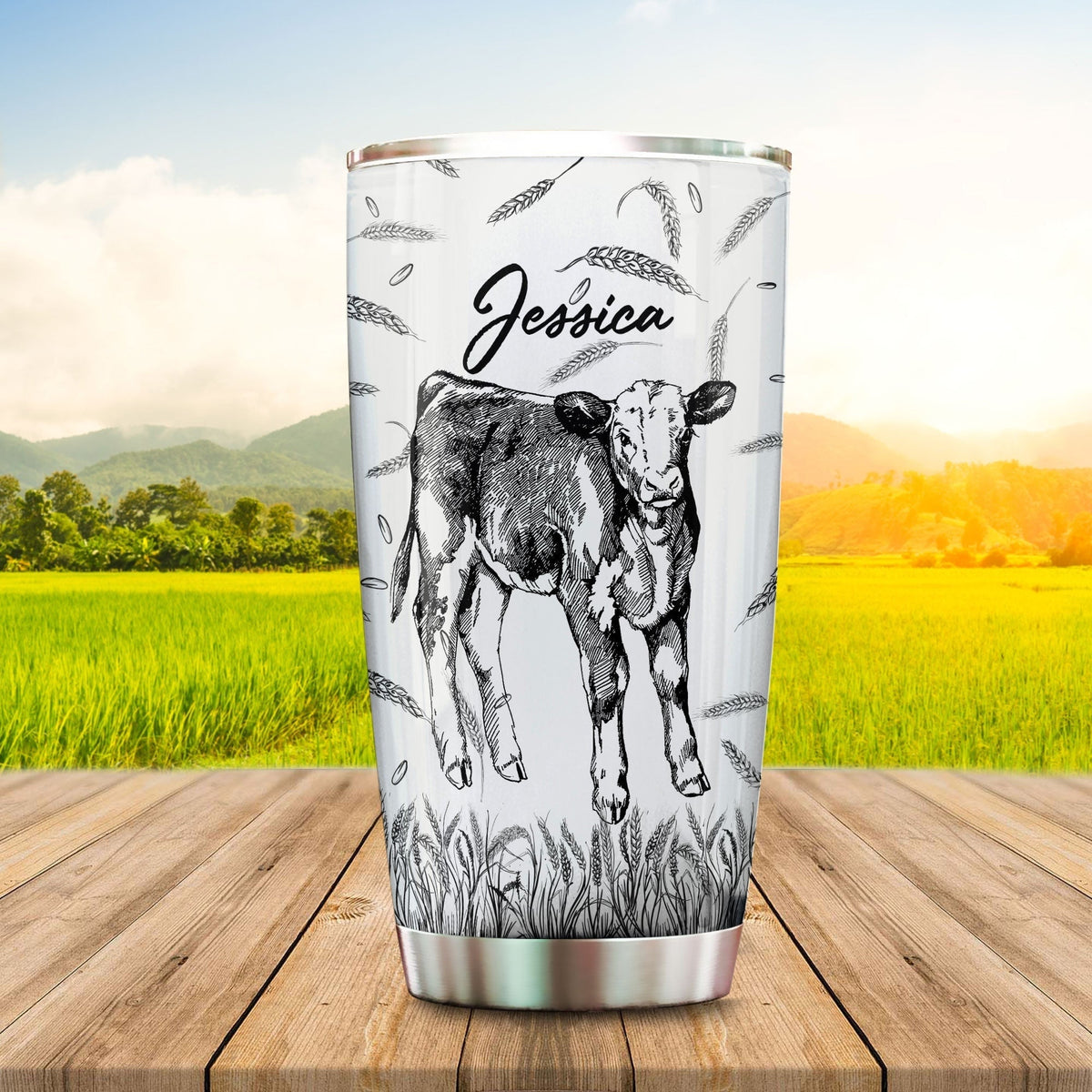 Hereford The Perfect Day Personalized Tumbler, Gift For Cow Lovers, Hereford Tumbler