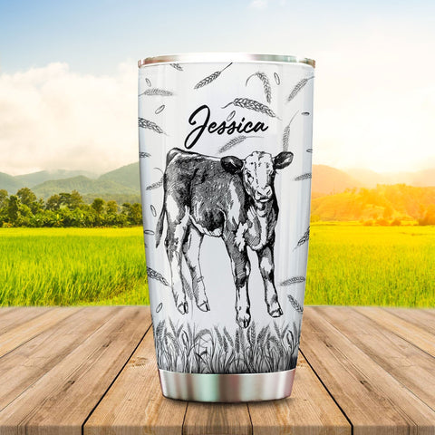 Hereford The Perfect Day Personalized Tumbler, Gift For Cow Lovers, Hereford Tumbler