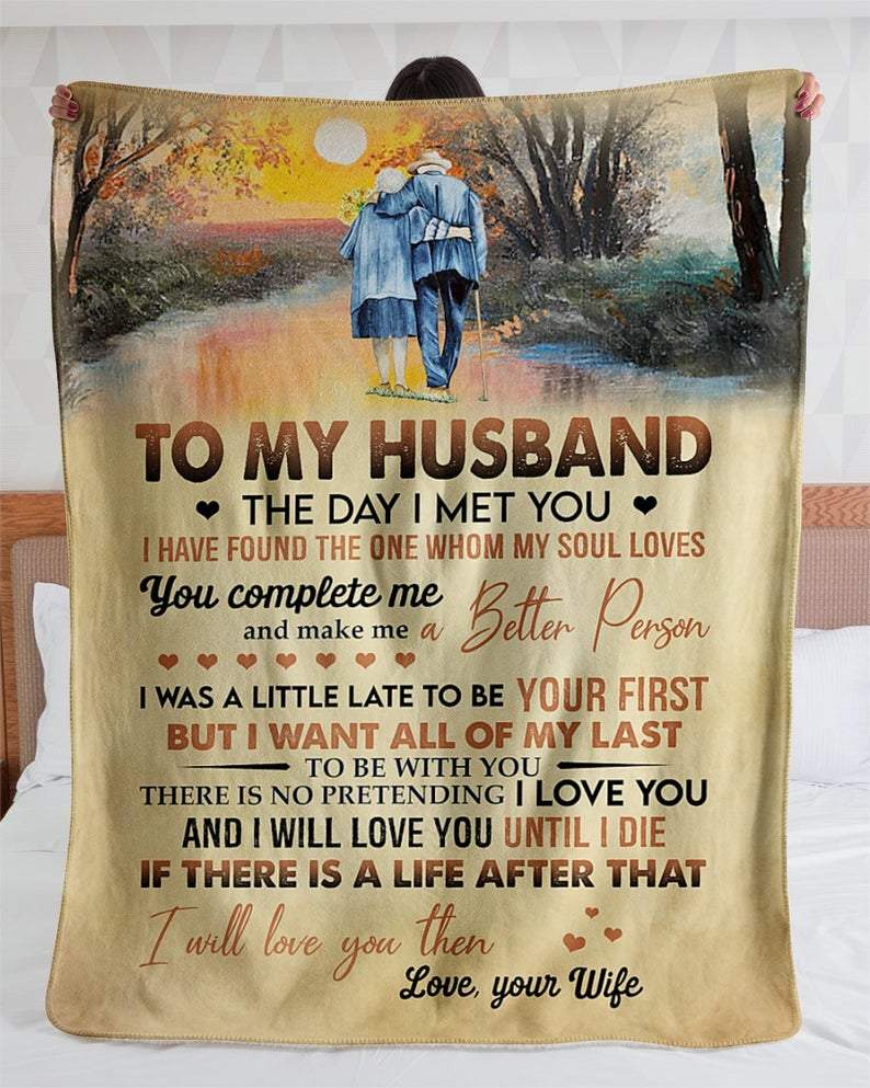 To My Husband The Day I Met You Fleece Blanket