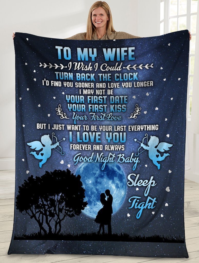 To My Wife I Wish I Could Turn Back The Clock Husband And Wife In The Moonlight Sherpa Blanket