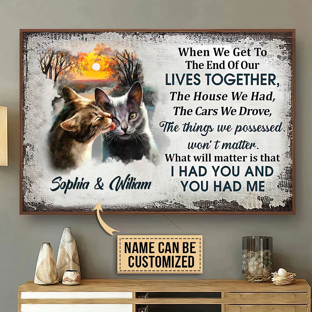 Cat Lives Together Personalized Canvas, Personalized Gift for Cat Lovers, Cat Mom, Cat Dad