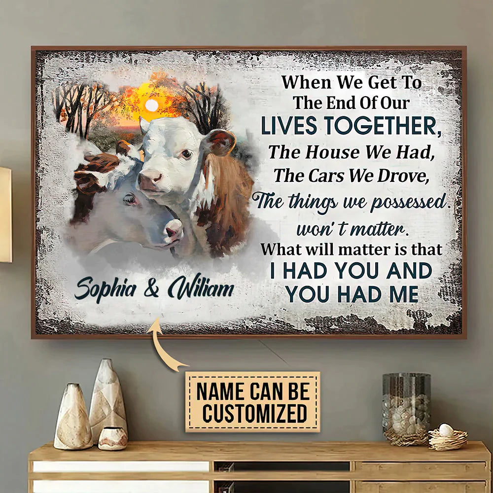 Cow Lives Together Personalized Wall Art, Personalized Gift for Farmers, Cow Lovers, Chicken Lovers