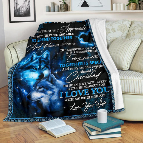 To My Husband - I Love You With My Whole Heart, Wolf Blanket