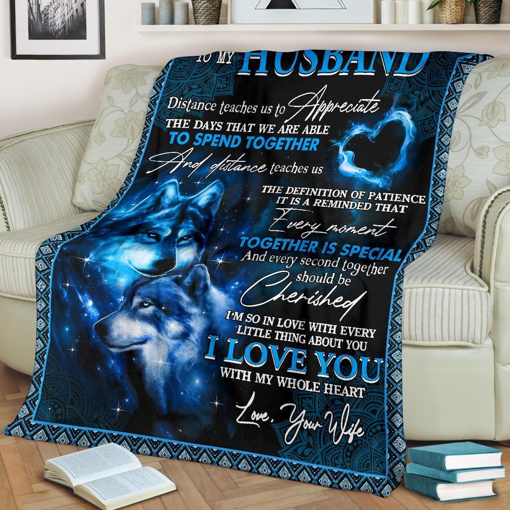 To My Husband - I Love You With My Whole Heart, Wolf Blanket