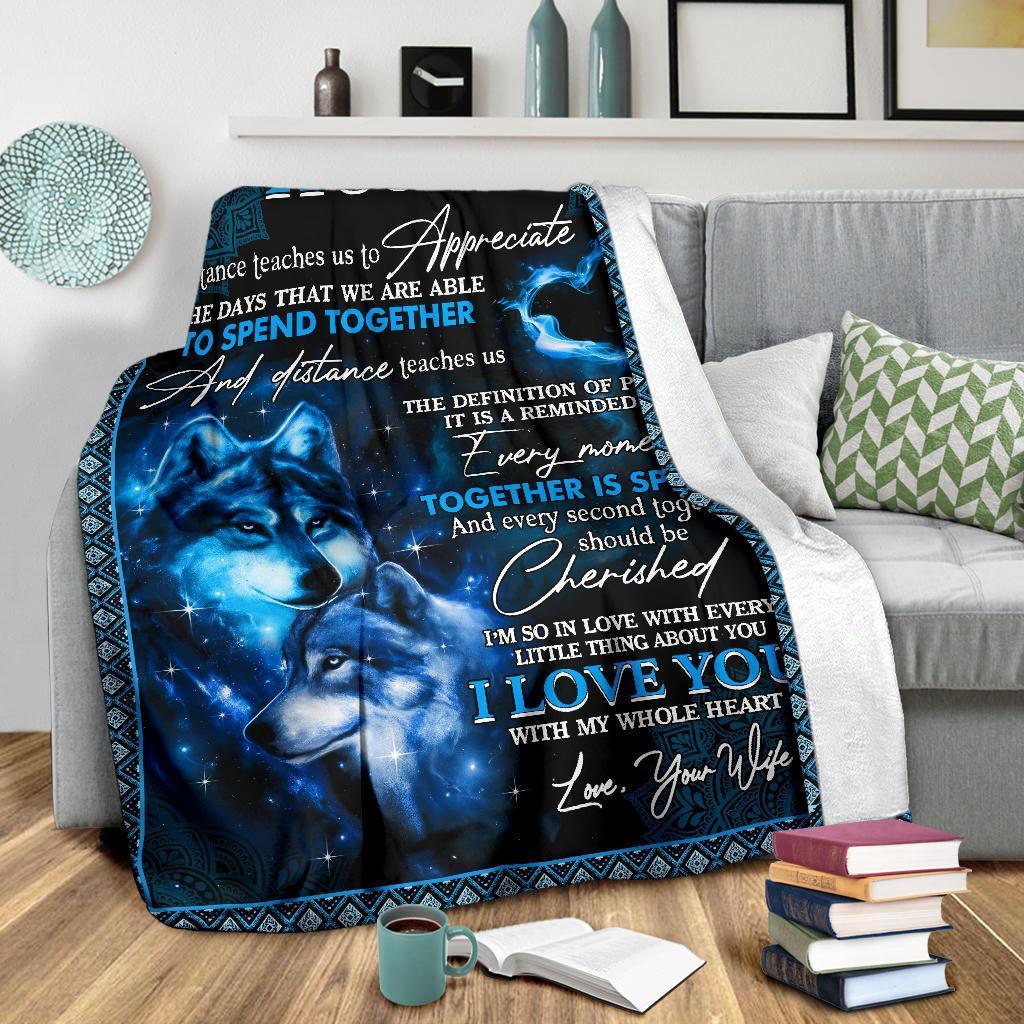 To My Husband - I Love You With My Whole Heart, Wolf Blanket