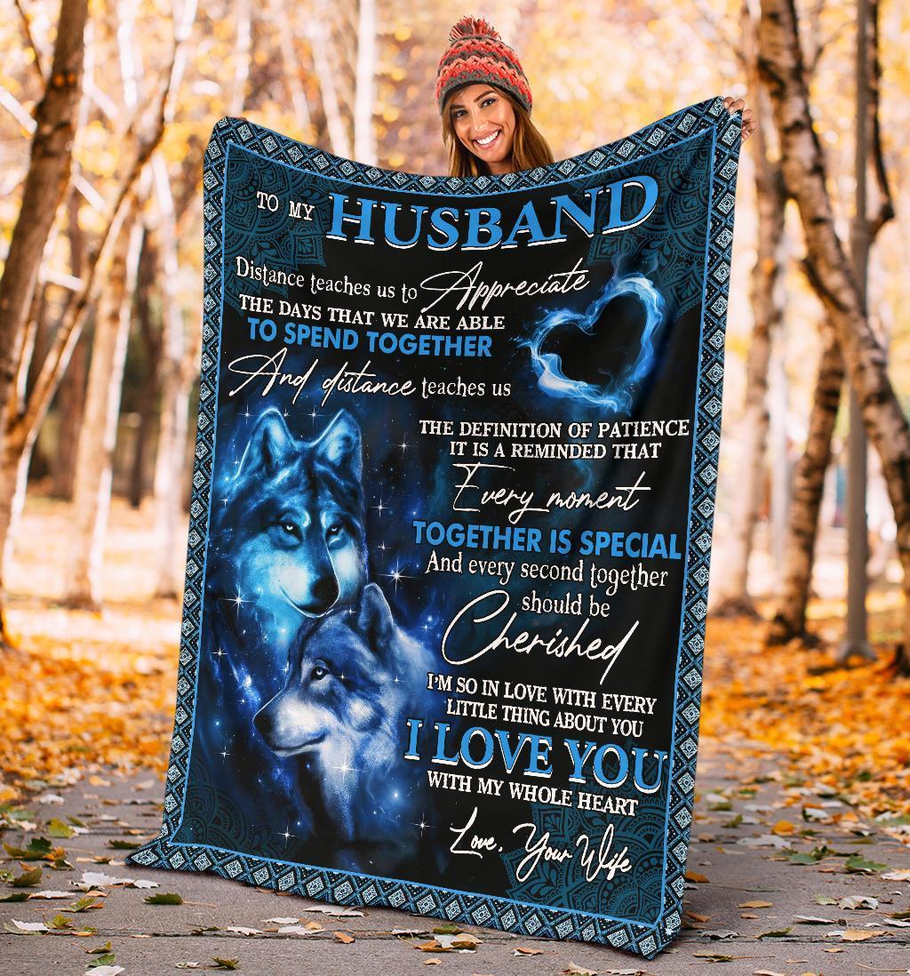 To My Husband - I Love You With My Whole Heart, Wolf Blanket