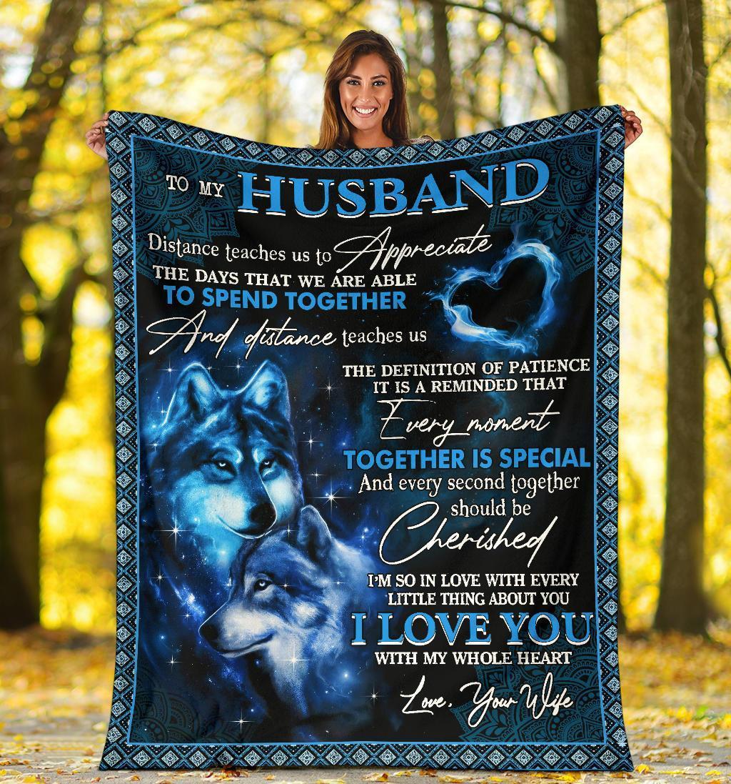 To My Husband - I Love You With My Whole Heart, Wolf Blanket