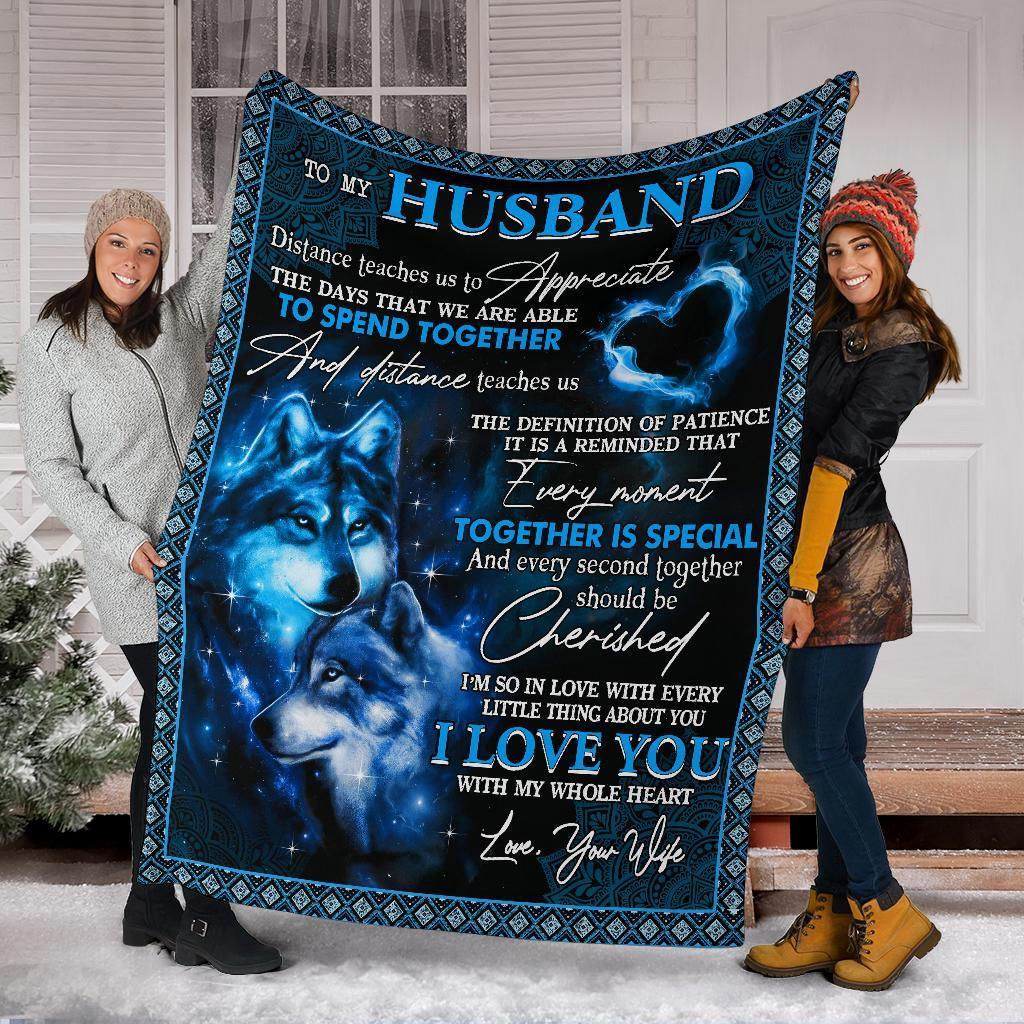 To My Husband - I Love You With My Whole Heart, Wolf Blanket