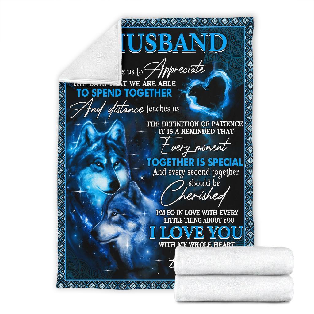 To My Husband - I Love You With My Whole Heart, Wolf Blanket