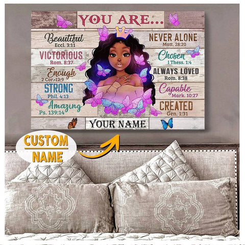 Afro Black Girl Canvas Africian Woman Wall Art American Teenage Girl Wall Decor African American Canvas Artwork Lovely Black Girls Personalized Canvas