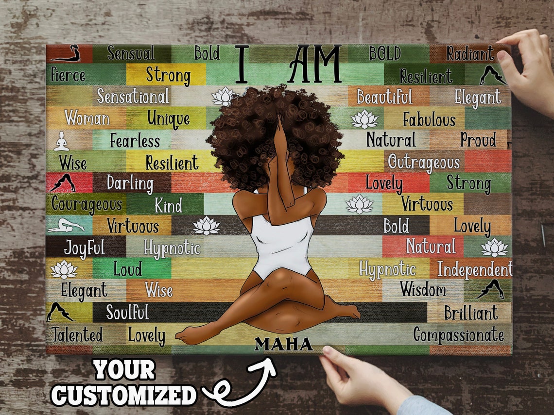 Personalized Black Girl Canvas, Custom Name Canvas, Black Girl You Are Beautiful Black Teenage Canvas