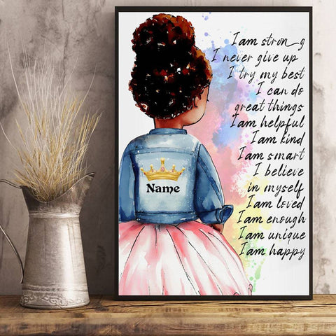 Afro Black Girl Canvas Africian Woman Wall Art American Teenage Girl Wall Decor African American Canvas Artwork Lovely Black Girls Personalized Canvas