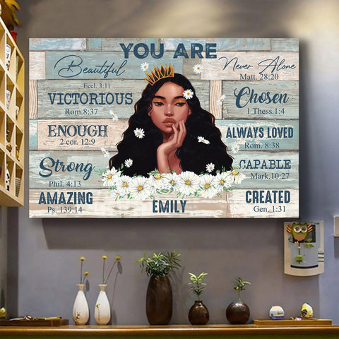 Birthday Gift For Black Girl You Are Beautiful Black Teenage Canvas, Birthday Christmas Anniversary Graduation Gift For Black Girl