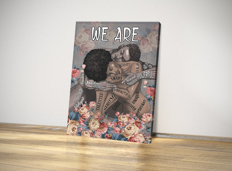 Black Couple Canvas Wall art, Valentine Birthday Healing Black History Gift For couple Her Him Wife Husband Black Spouse Art