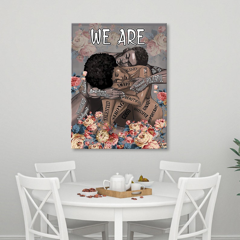 Black Couple Canvas Wall art, Valentine Birthday Healing Black History Gift For couple Her Him Wife Husband Black Spouse Art