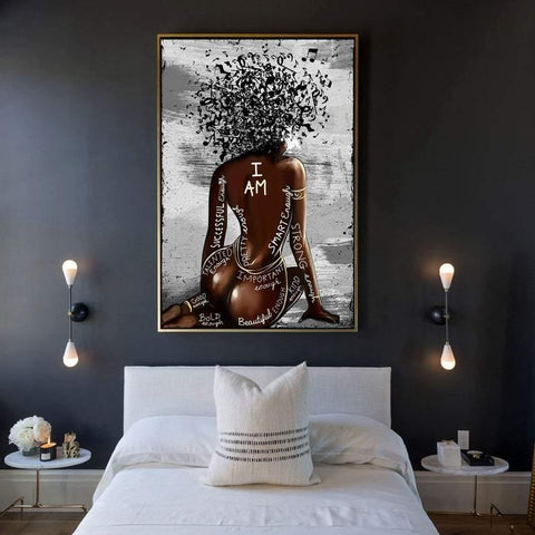 I Am Black Woman Wall Art, Afro Hair Music Wall Art, African Girl Wall Art, African American Wall Art, Black Melanin Wall Decor, Afro Woman