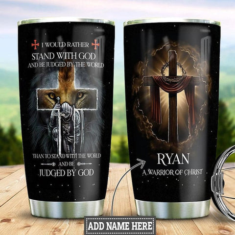 A Warrior Of God Personalized Tumbler, God Tumbler, Jesus Tumbler Christian Cross Tumbler