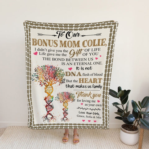 To Our Bonus Mom Blanket, Tree Of Life Blanket, Mother's Day Personalized Blanket, Family Throw Blanket, Blanket For Mom, Blankets For Gift,